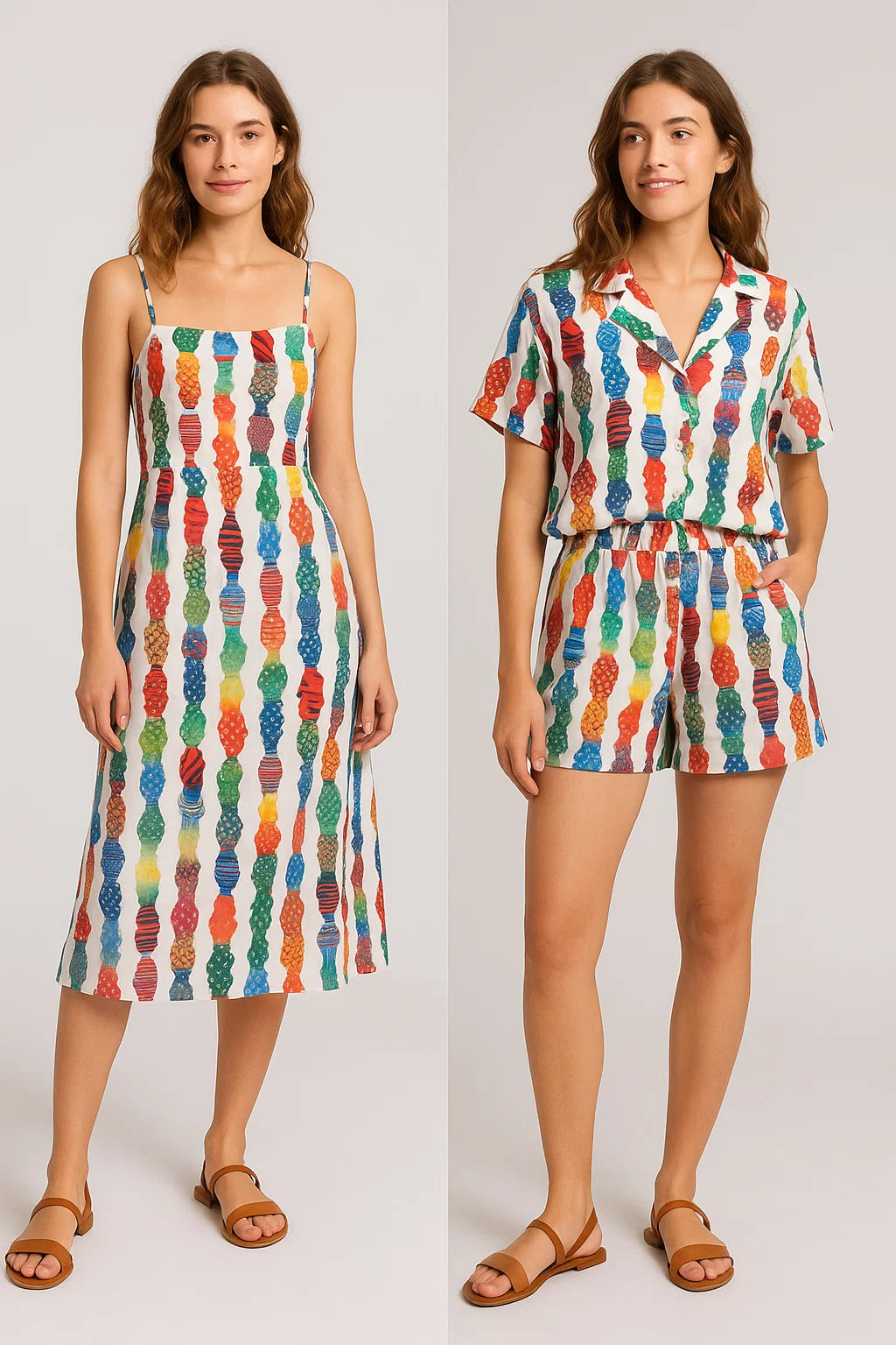 Colourful Round Stripes Digital Printed Fabric