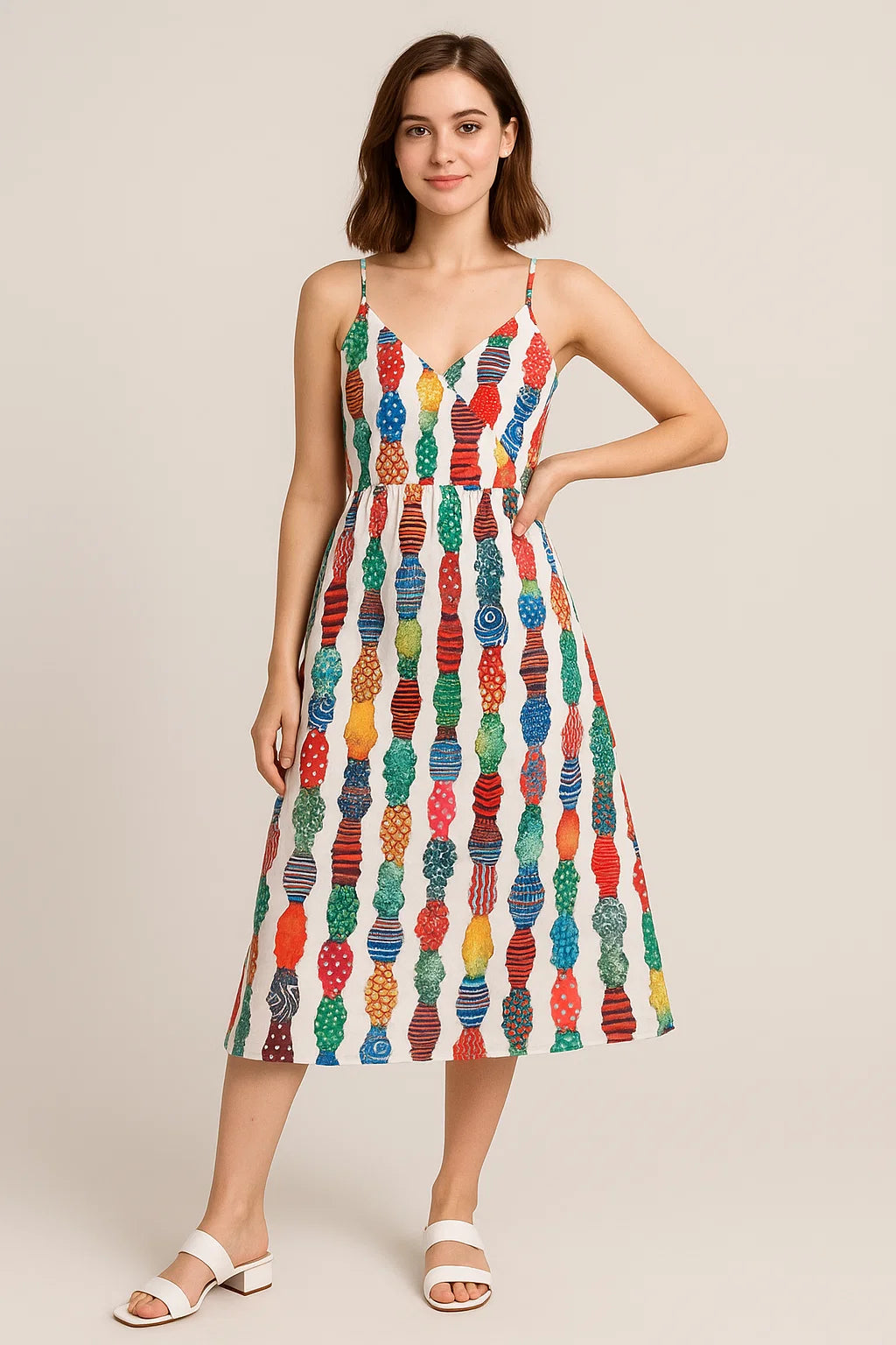 Colourful Round Stripes Digital Printed Fabric