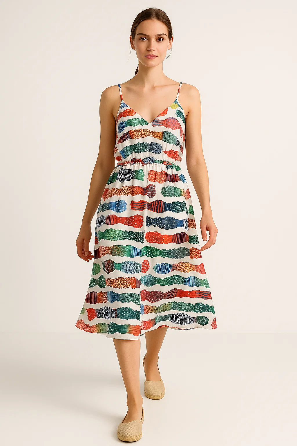 Colourful Round Stripes Digital Printed Fabric