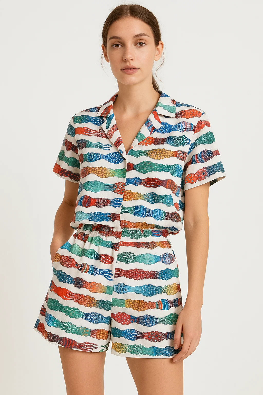 Colourful Round Stripes Digital Printed Fabric