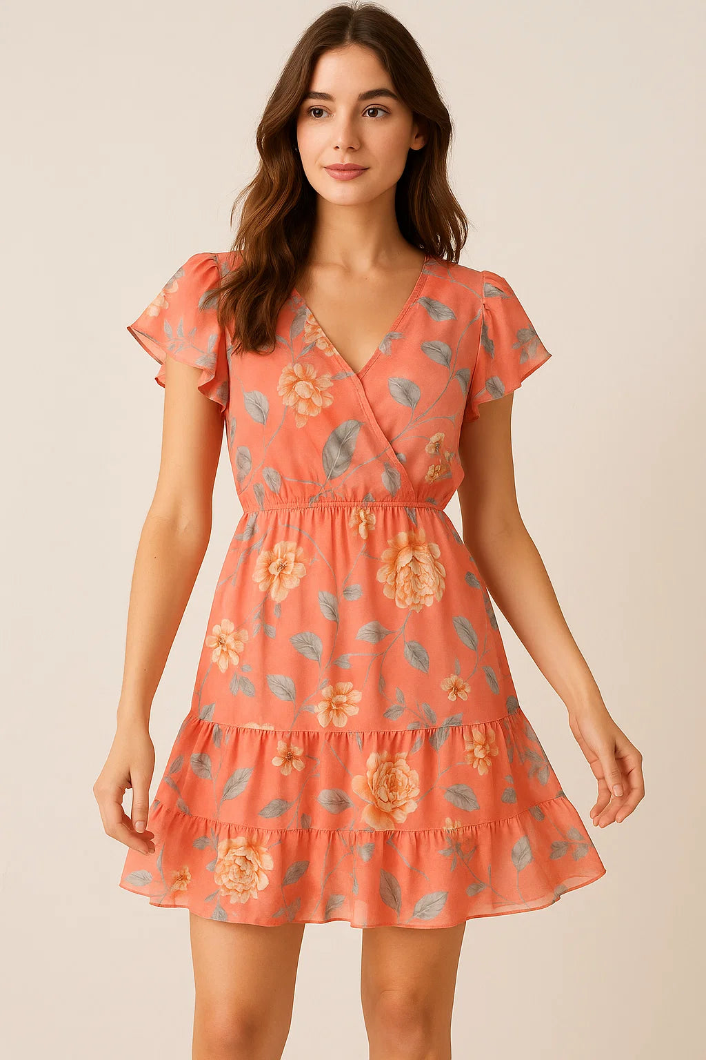 Beautiful Red Base Floral Vine Digital Printed Fabric