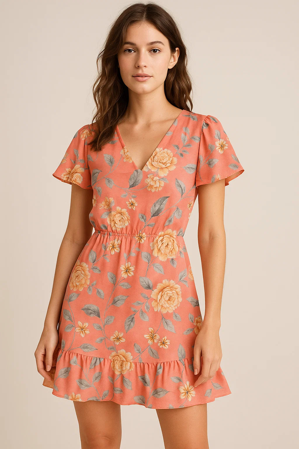 Beautiful Red Base Floral Vine Digital Printed Fabric