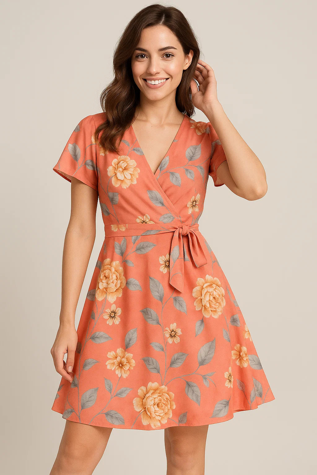 Beautiful Red Base Floral Vine Digital Printed Fabric