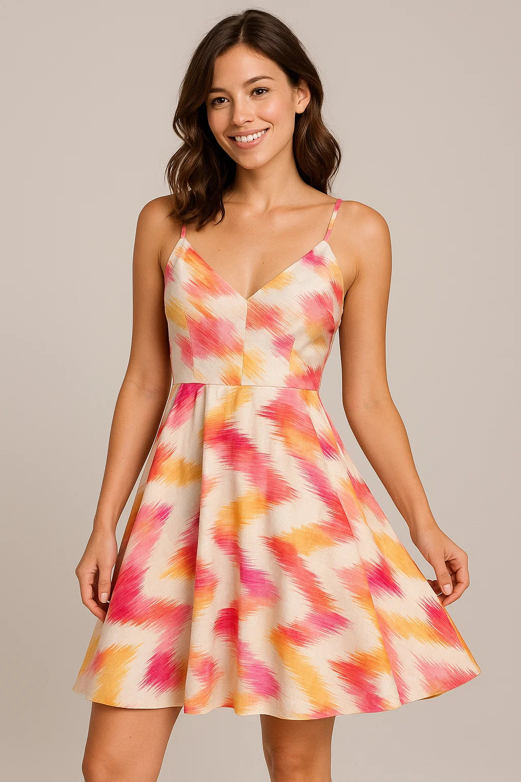 Beautiful Multi-Color Leheriya Digital Printed Fabric