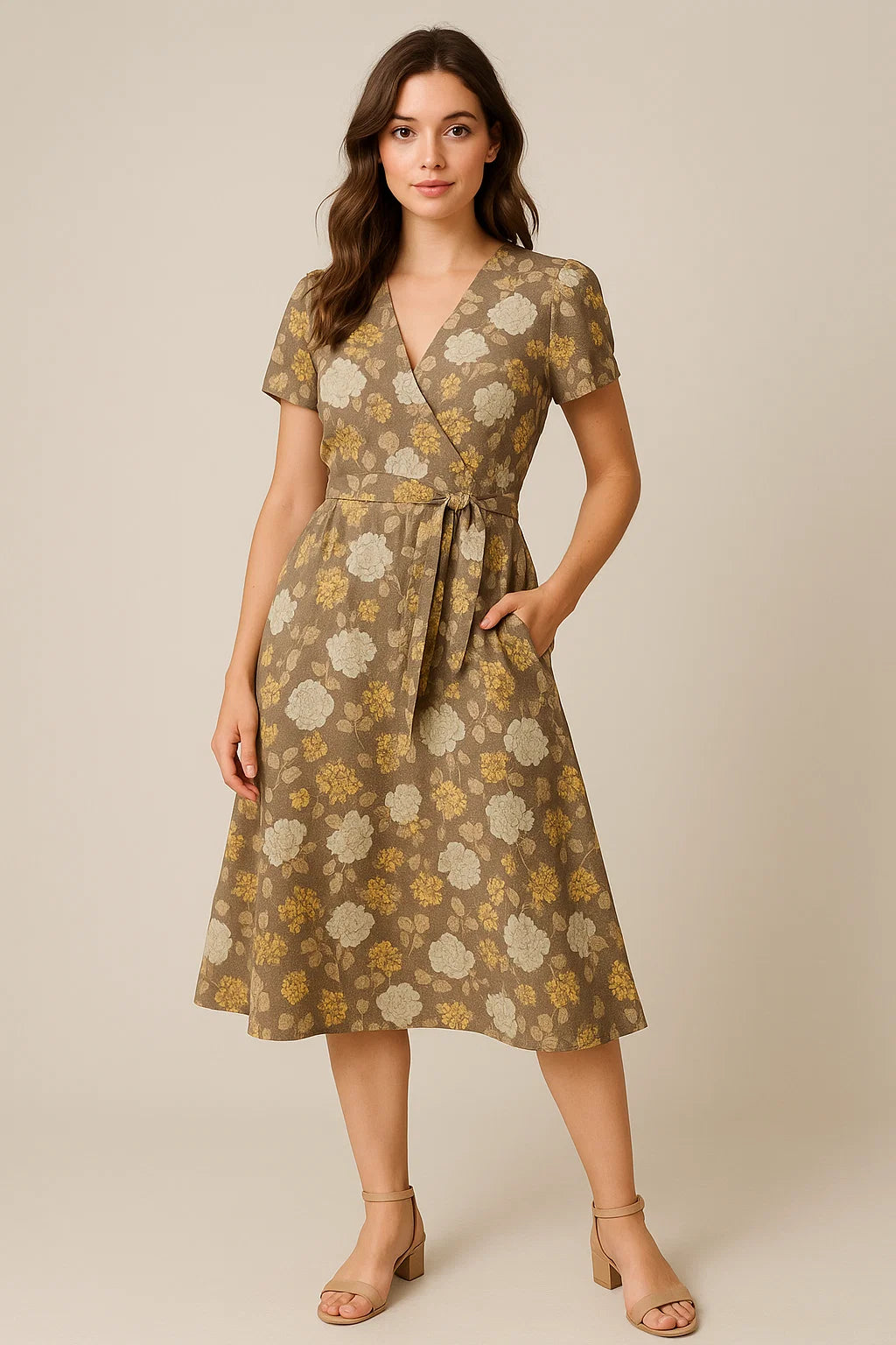 Beautiful Floral Vine Over Brown Base Digital Printed Fabric