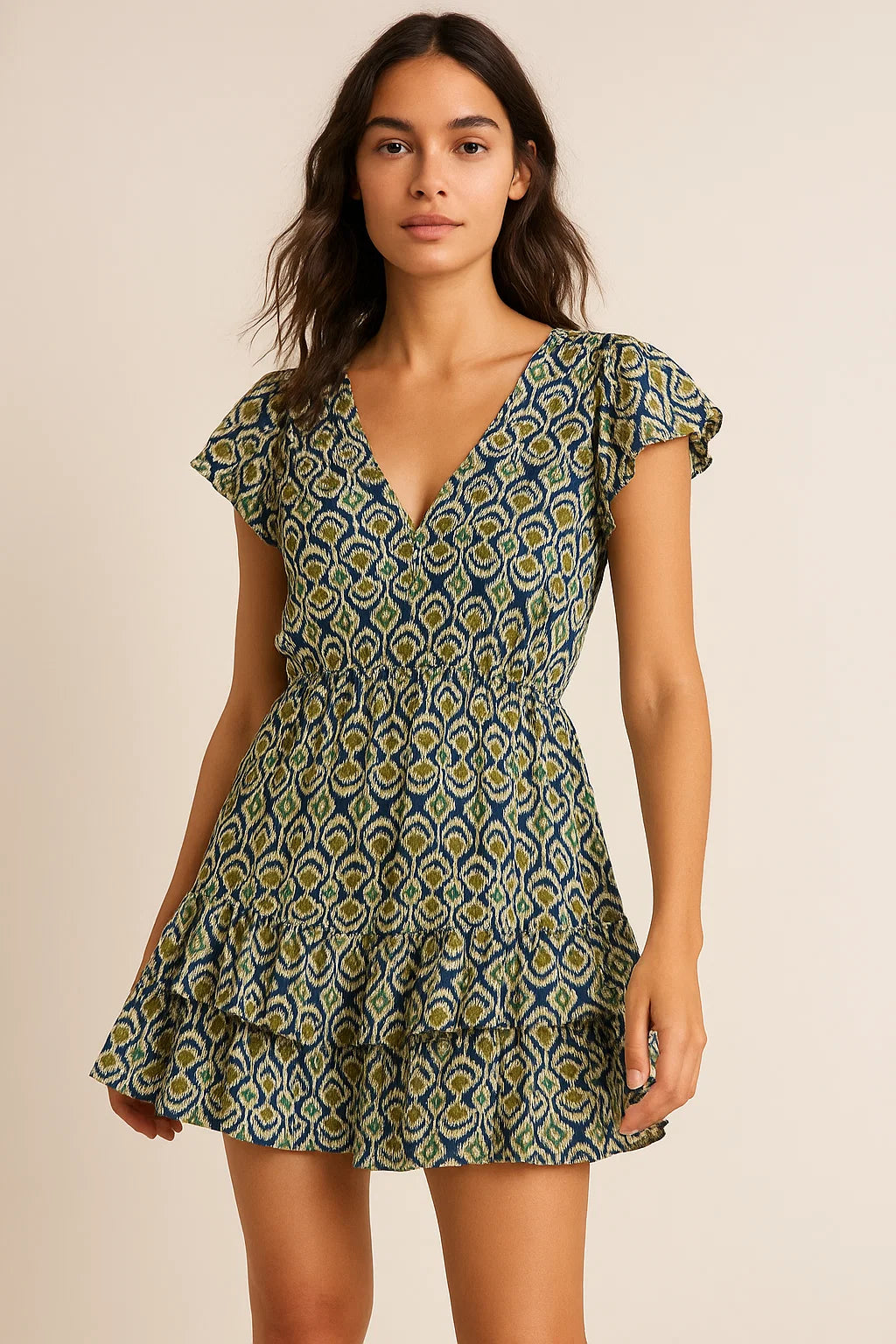 Bead and Reel Pattern Digital Printed Fabric