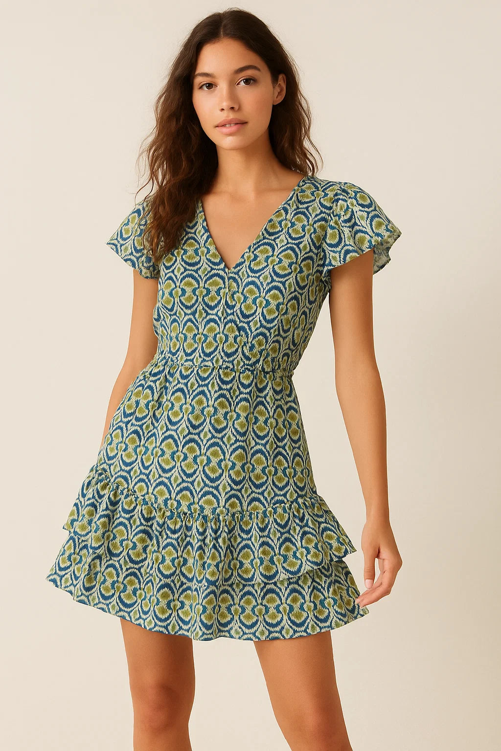 Bead and Reel Pattern Digital Printed Fabric