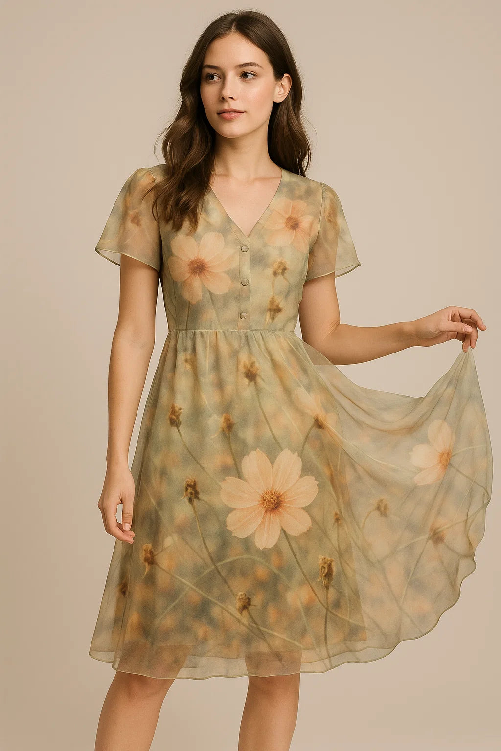 Beautiful Floral Garden Digital Printed Fabric