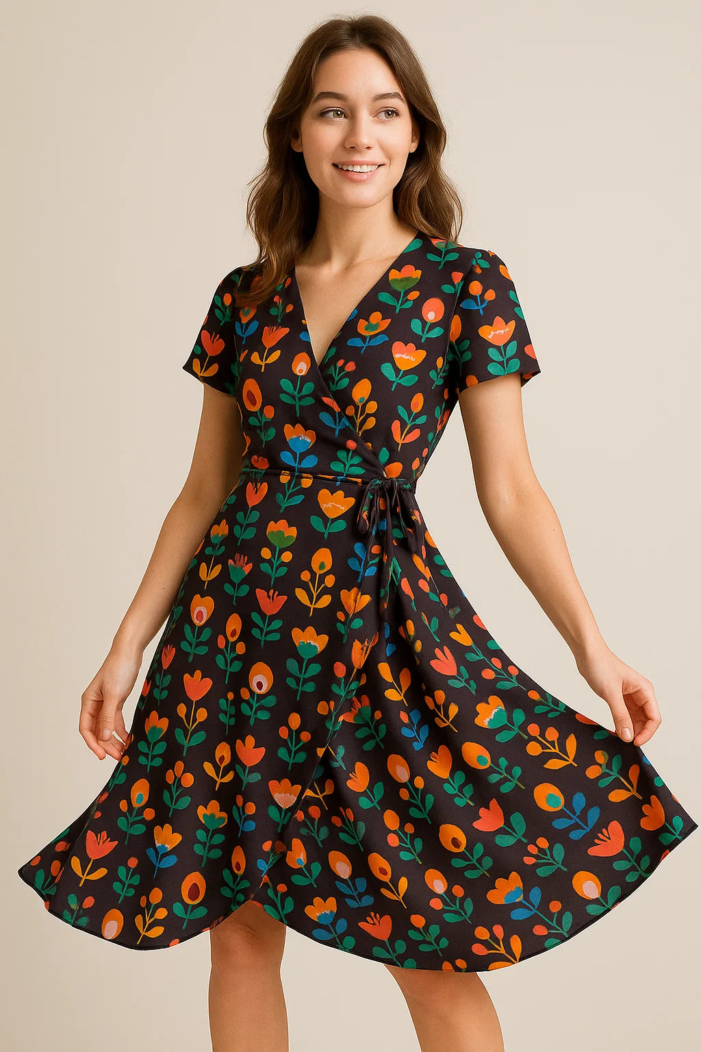 Sketchy Flowers Pattern Digital Printed Fabric - Weightless