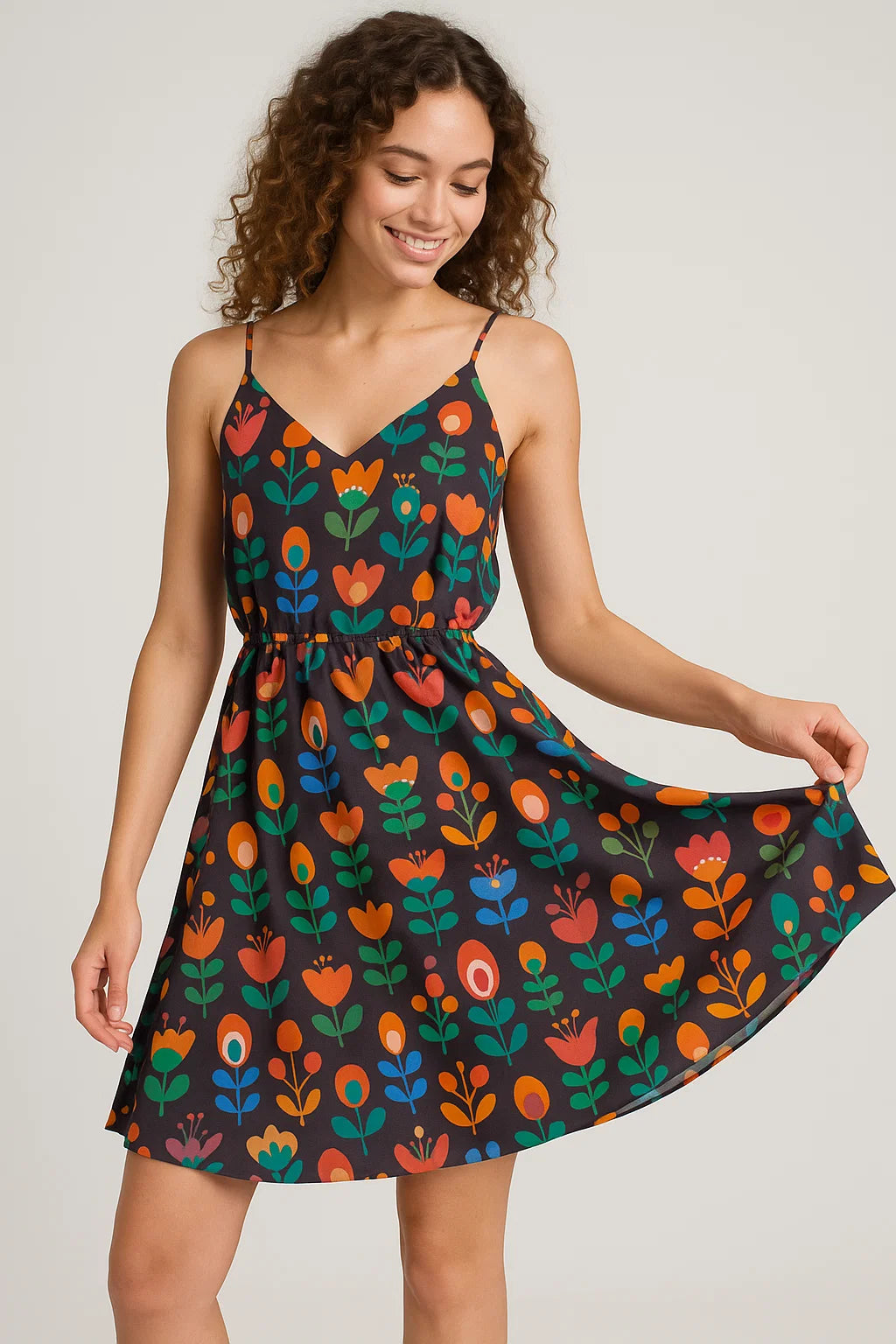 Sketchy Flowers Pattern Digital Printed Fabric - Weightless