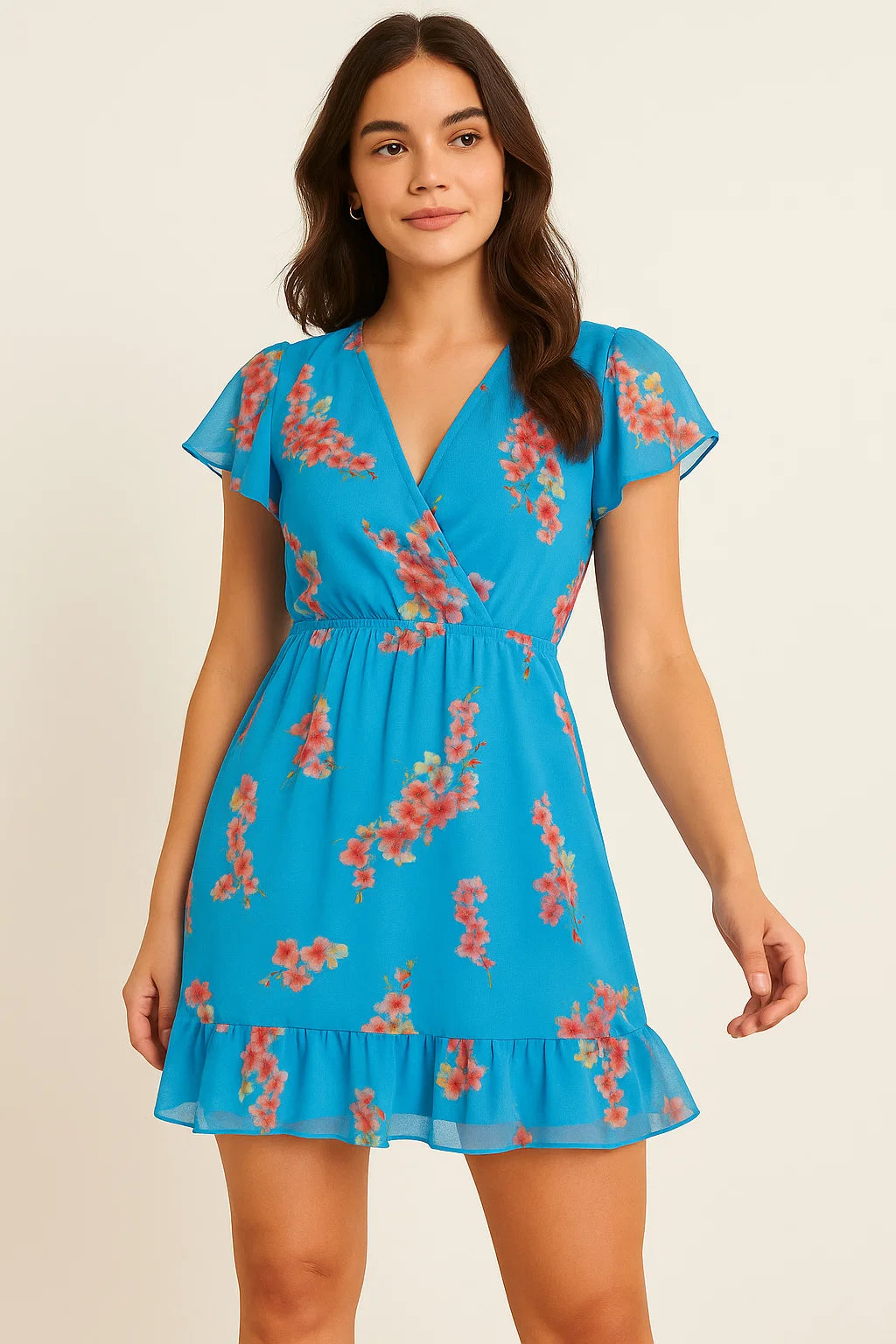 FAB VOGUE Studio's Pure Georgette Digital Printed Ditsy Fabric in Blue