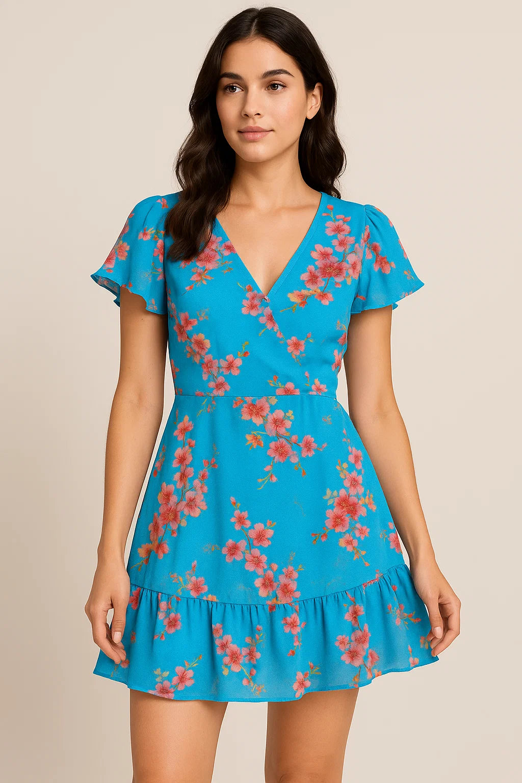 FAB VOGUE Studio's Pure Georgette Digital Printed Ditsy Fabric in Blue