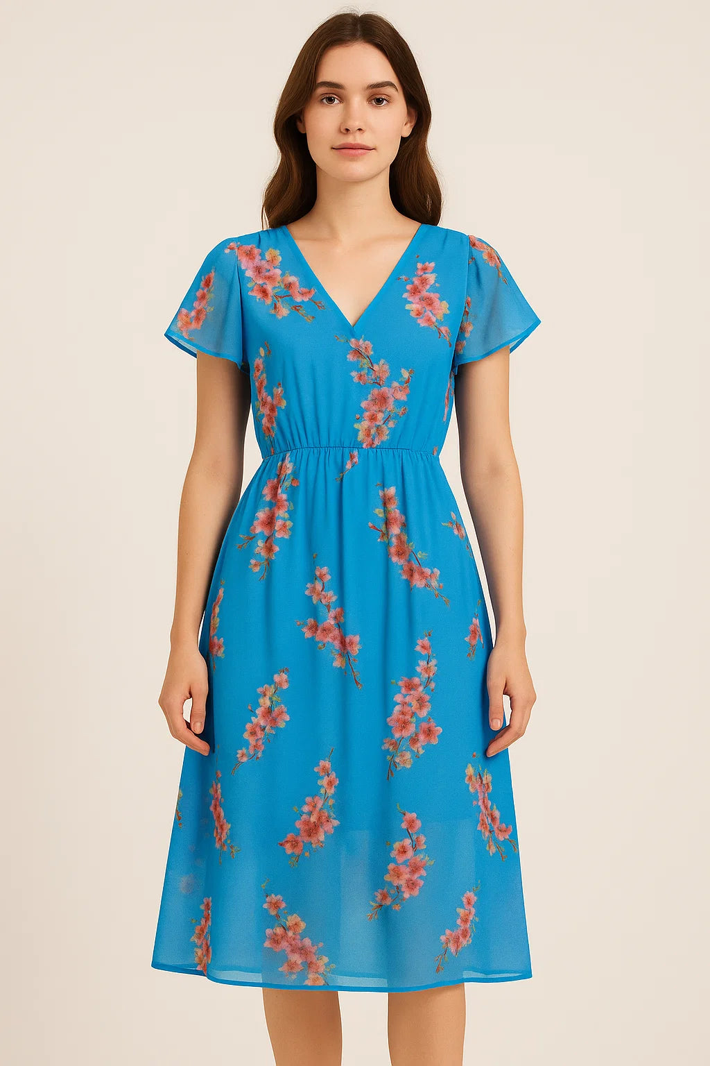 FAB VOGUE Studio's Pure Georgette Digital Printed Ditsy Fabric in Blue