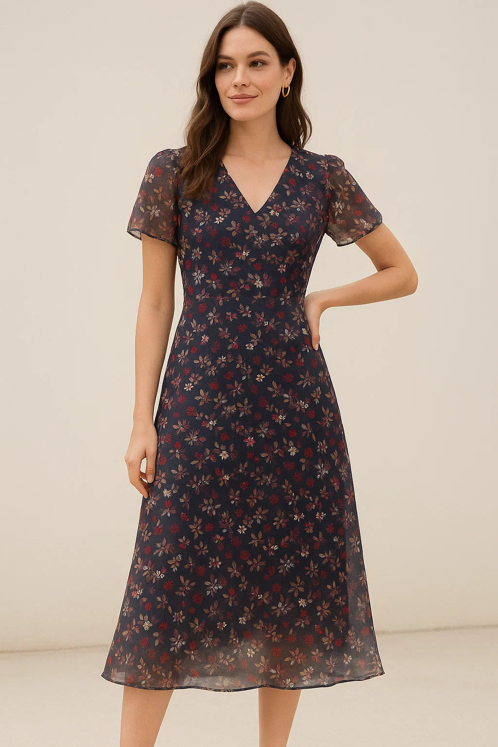 Fedora Flower Pure Georgette Printed Fabric