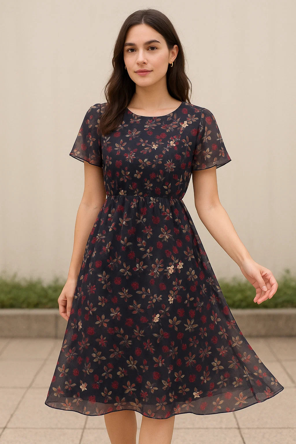 Fedora Flower Pure Georgette Printed Fabric