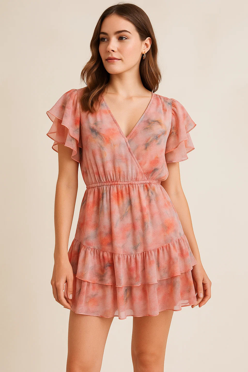 Brown Stone Pure Georgette Printed Fabric