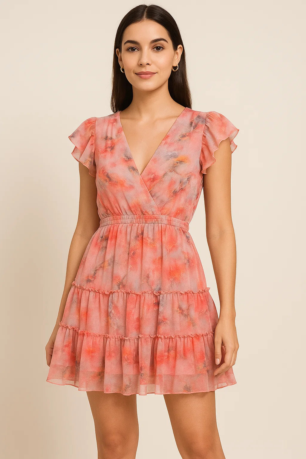 Brown Stone Pure Georgette Printed Fabric