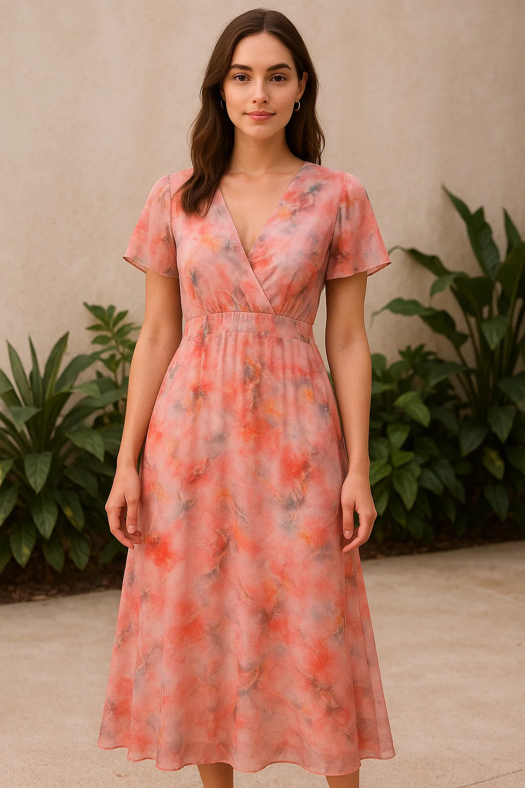 Brown Stone Pure Georgette Printed Fabric