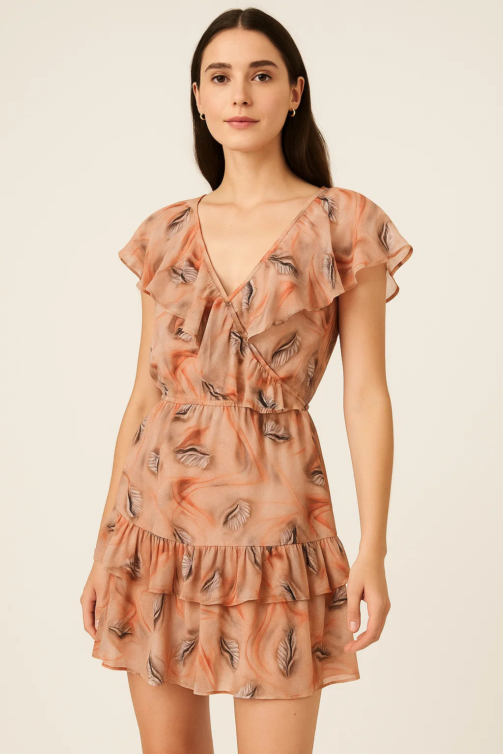 Red Abstract Printed Pure Georgette Fabric