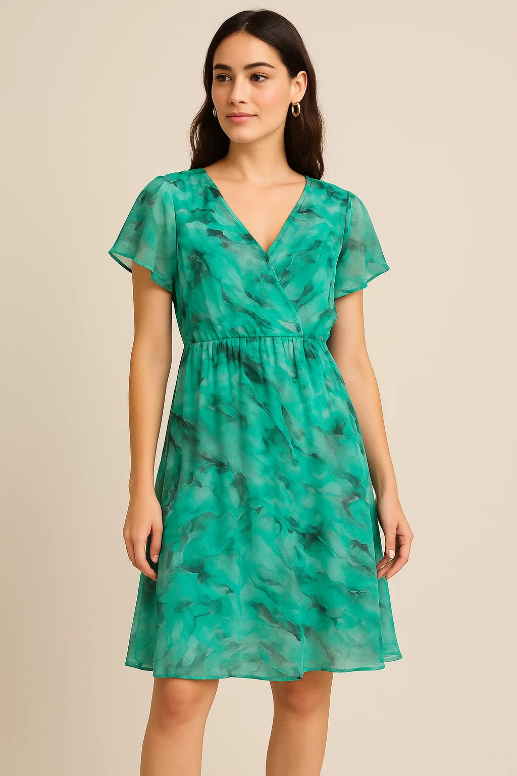 Black Watercolor Printed Pure Georgette Fabric