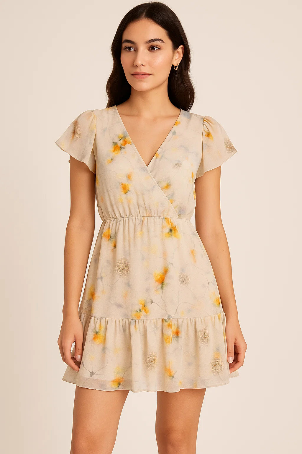 Yellow Leaves Printed Pure Georgette Fabric