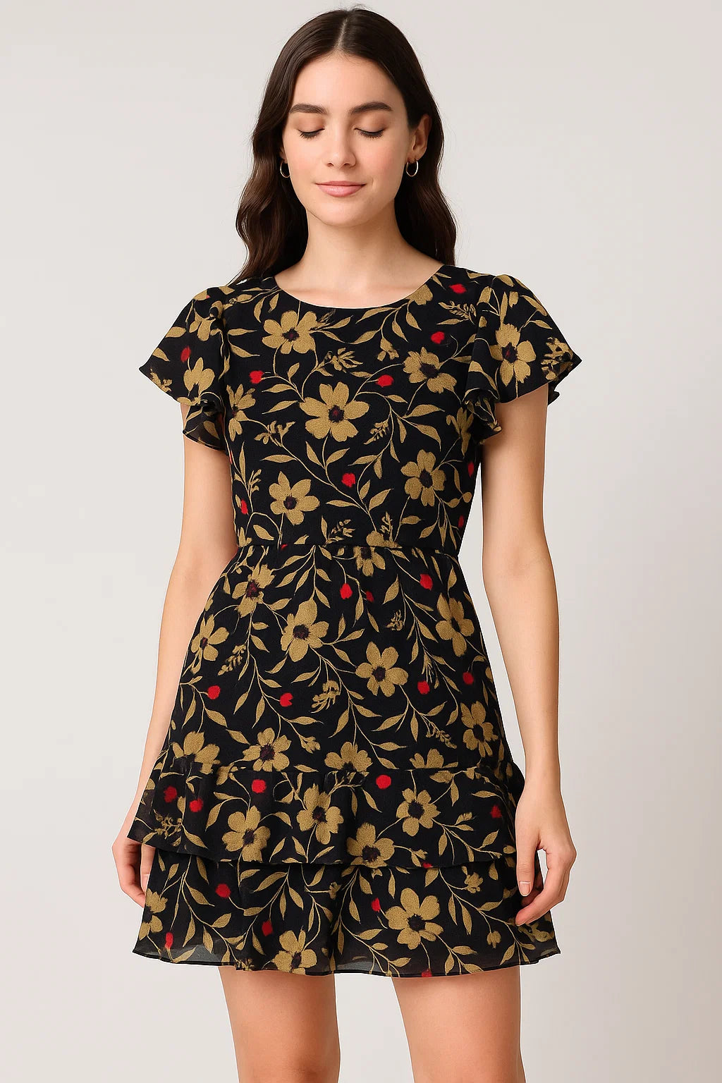 Green Leaves Printed Pure Georgette Fabric