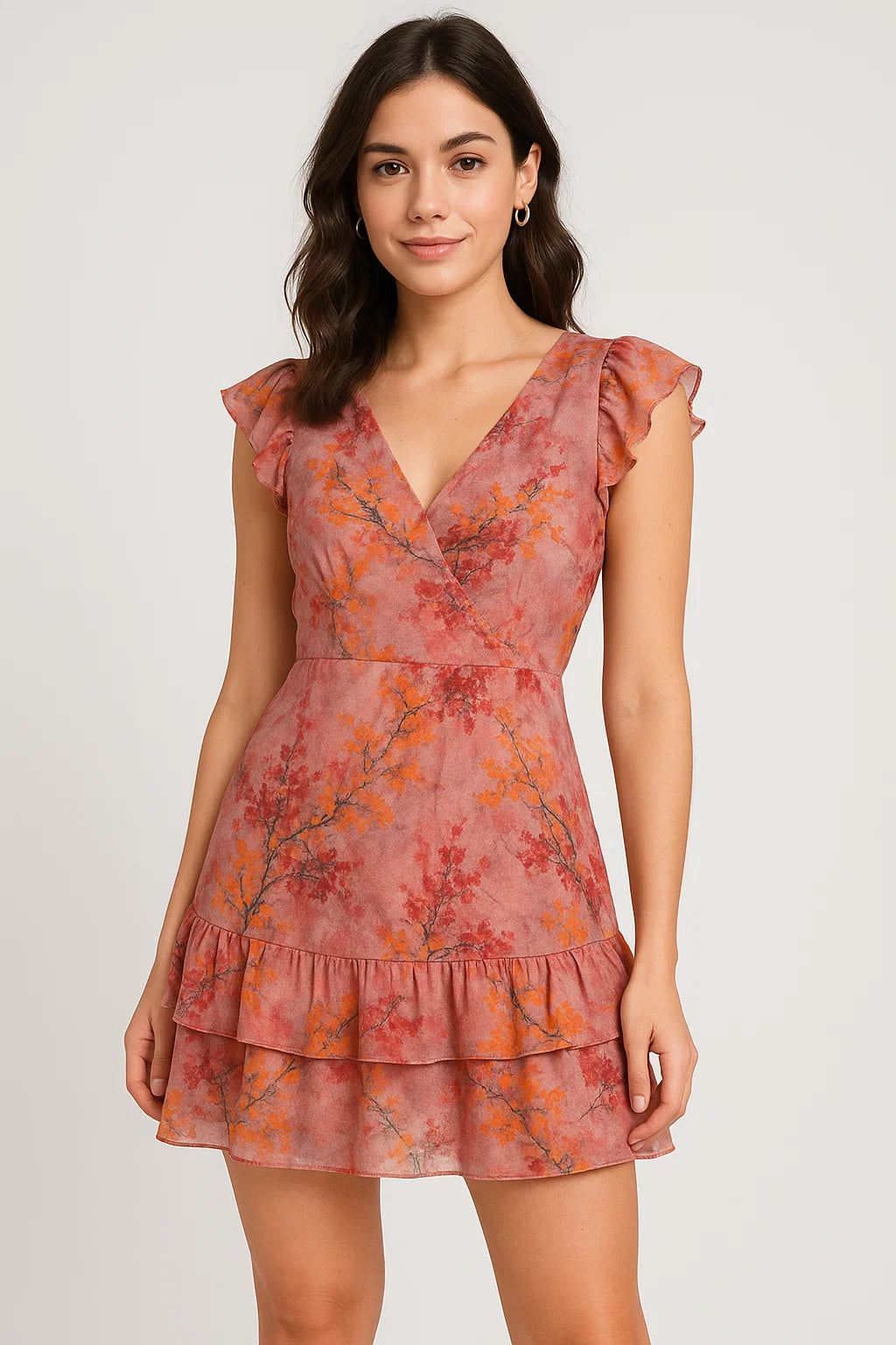 Misty Rose Leaves Printed Pure Georgette Fabric