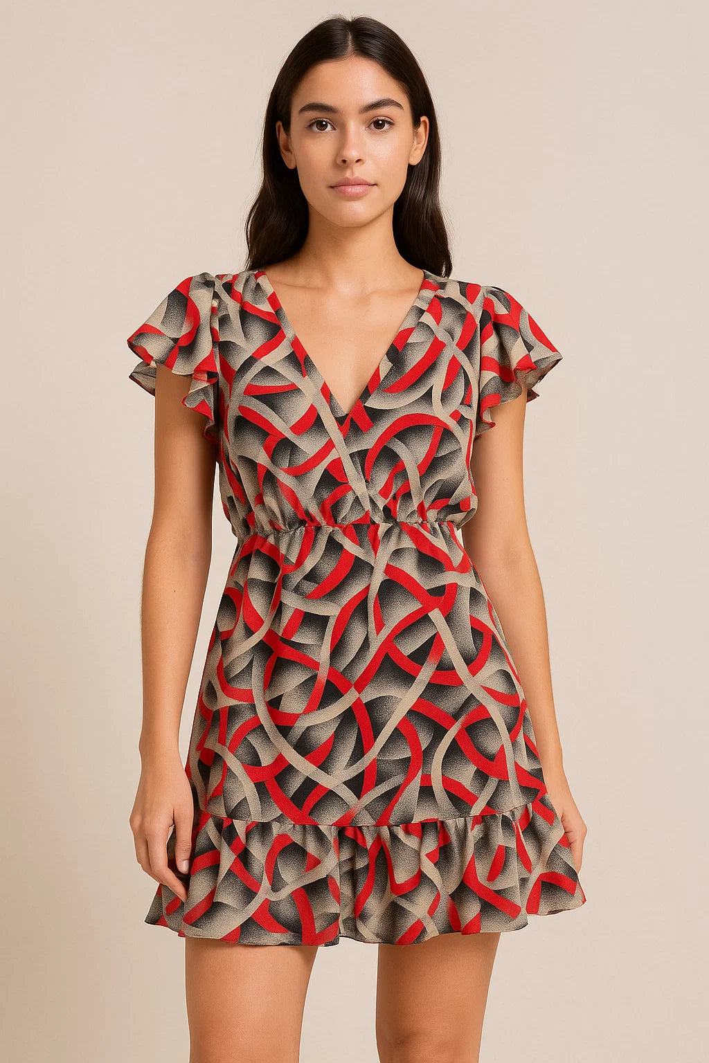 Caraway Seeds Abstract Printed Pure Georgette Fabric Material