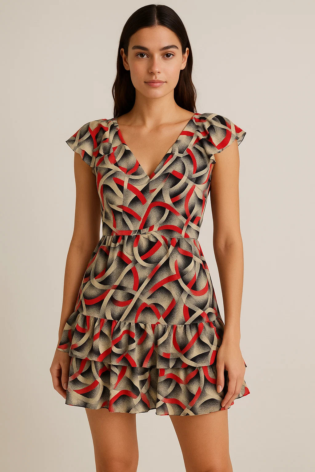 Caraway Seeds Abstract Printed Pure Georgette Fabric Material