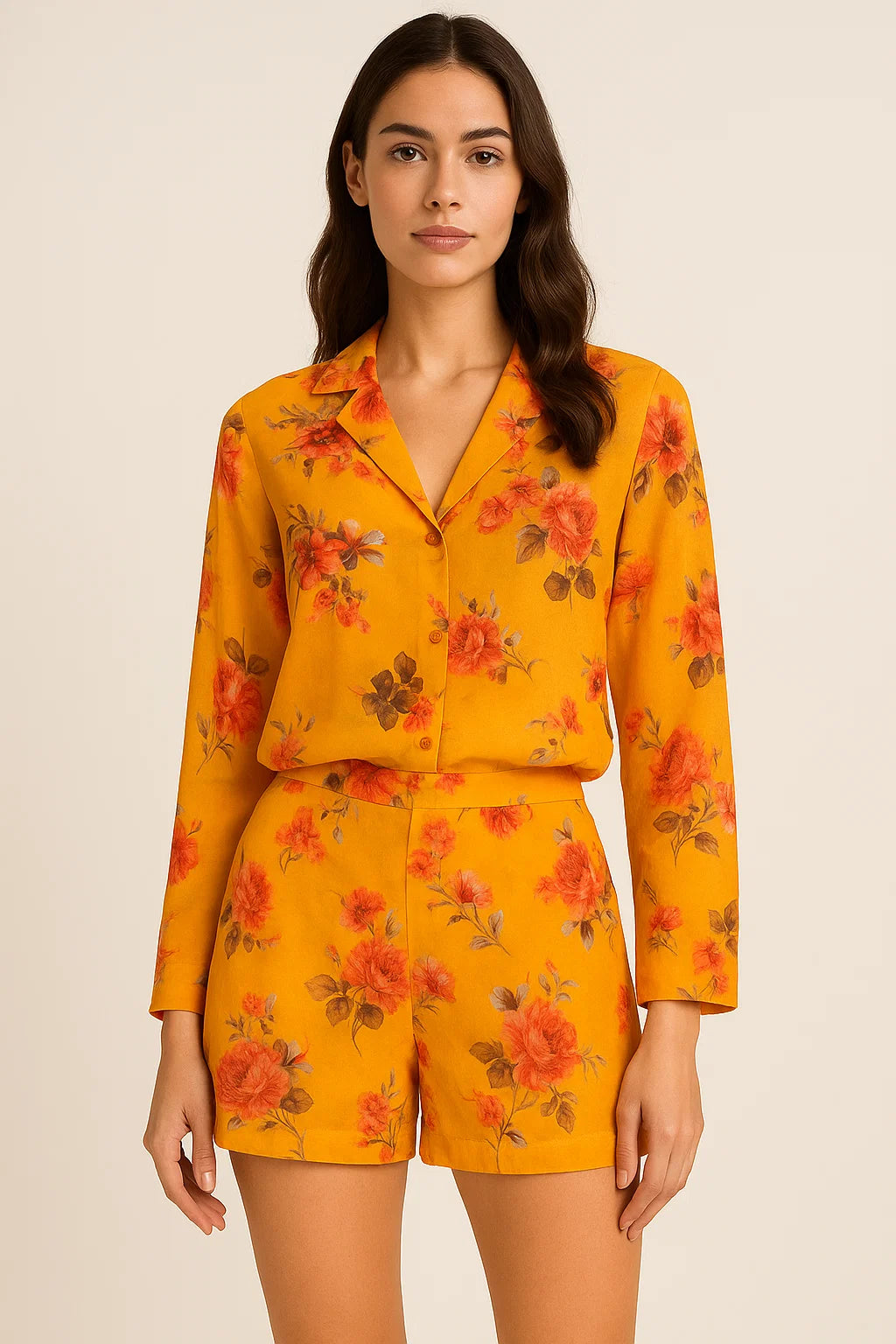 Golden Yellow Flower Printed Pure Georgette Fabric Material