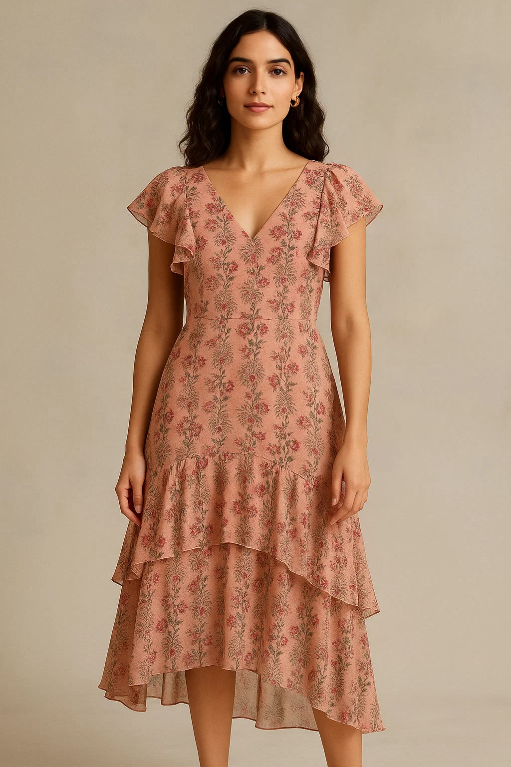 Green Jecobean Floral Pure Georgette Printed Fabric Material