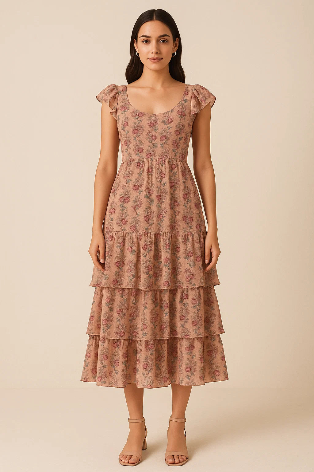 Green Jecobean Floral Pure Georgette Printed Fabric Material