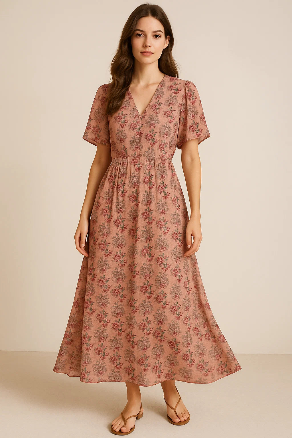 Green Jecobean Floral Pure Georgette Printed Fabric Material