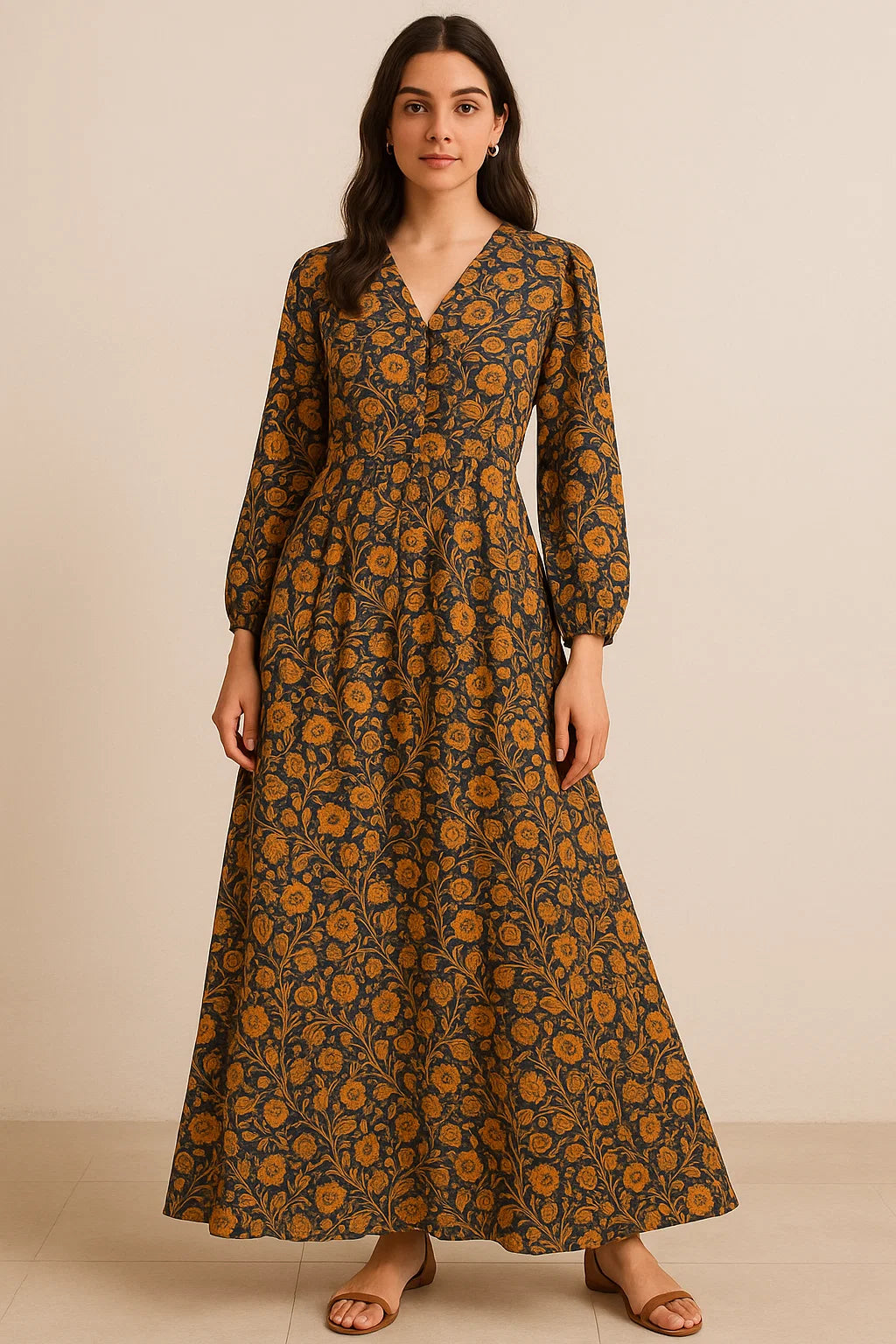 Black Art Nouveau Pure Georgette Printed Fabric Material