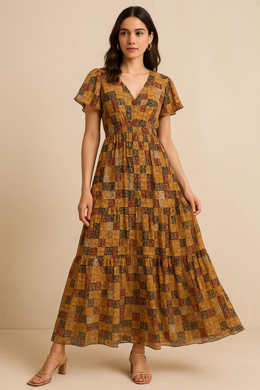 Decorative Square Puzzle In Flower Pure Georgette Printed Fabric