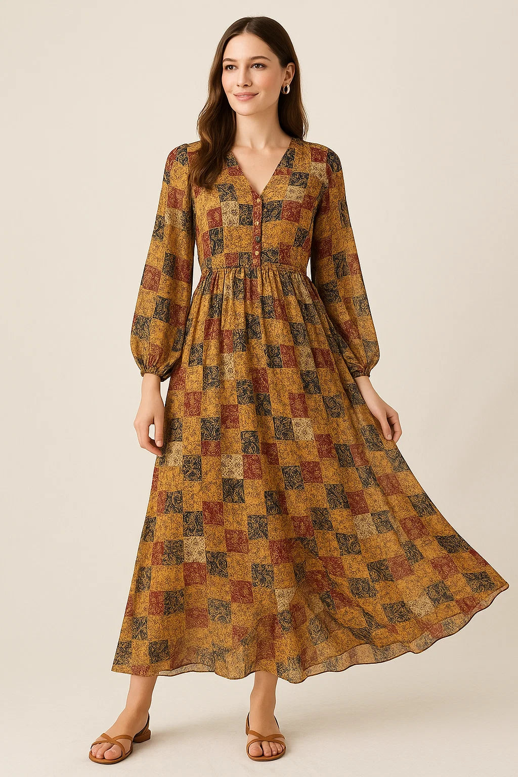 Decorative Square Puzzle In Flower Pure Georgette Printed Fabric