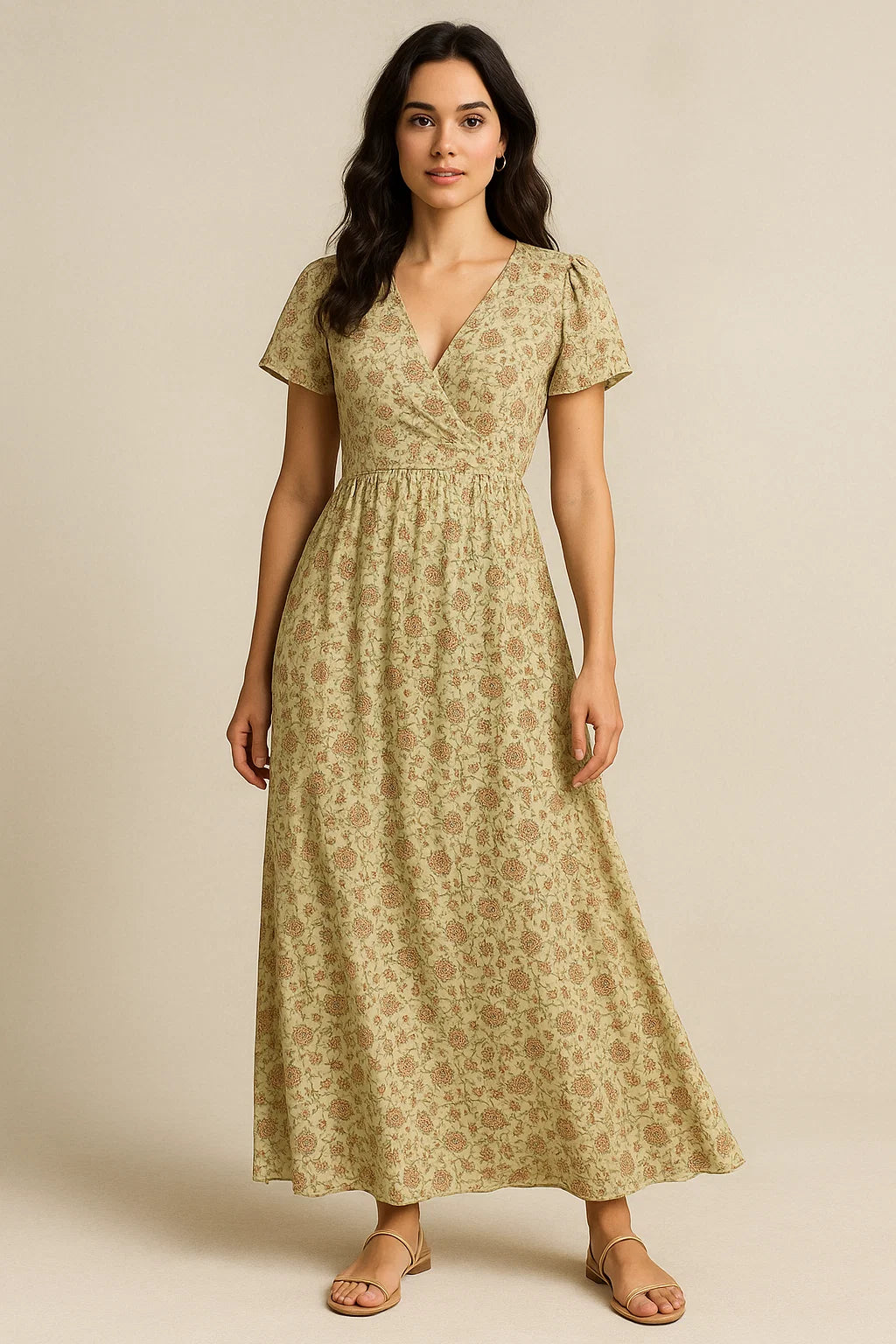 Pista Green Baroque Pure Georgette Printed Fabric Material