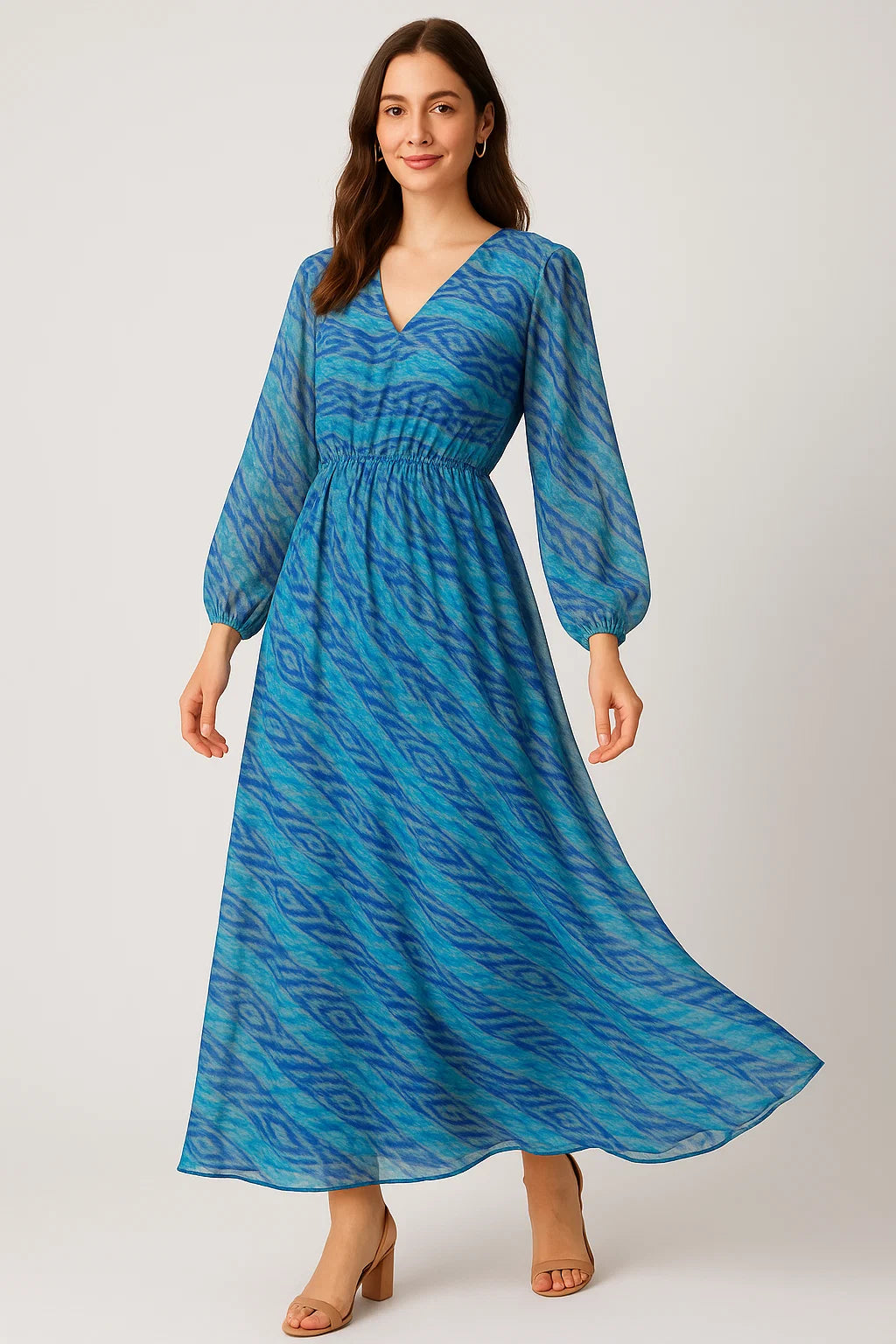 Metallic Seaweed Strips Pure Georgette Printed Fabric Material