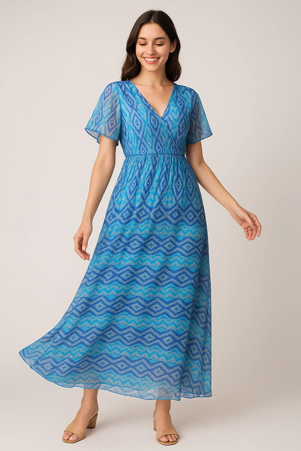 Metallic Seaweed Strips Pure Georgette Printed Fabric Material