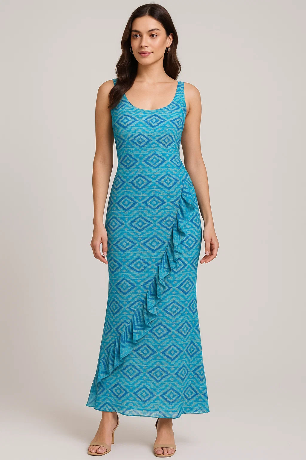 Metallic Seaweed Strips Pure Georgette Printed Fabric Material