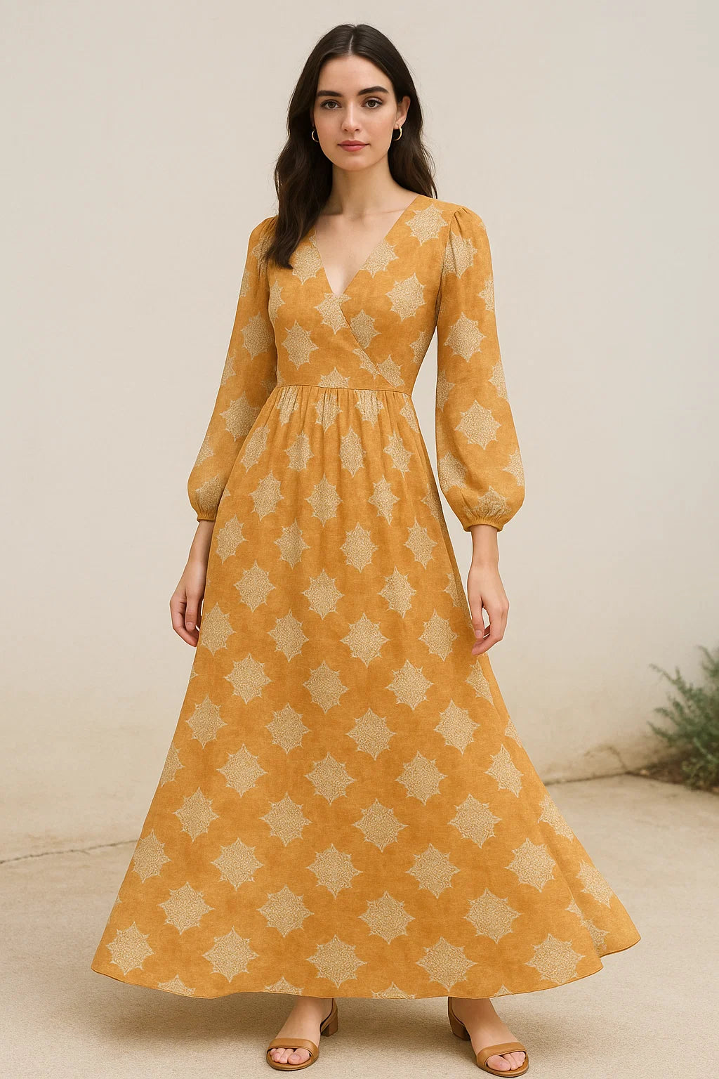 Golden Aborignal Pure Georgette Printed Fabric Material