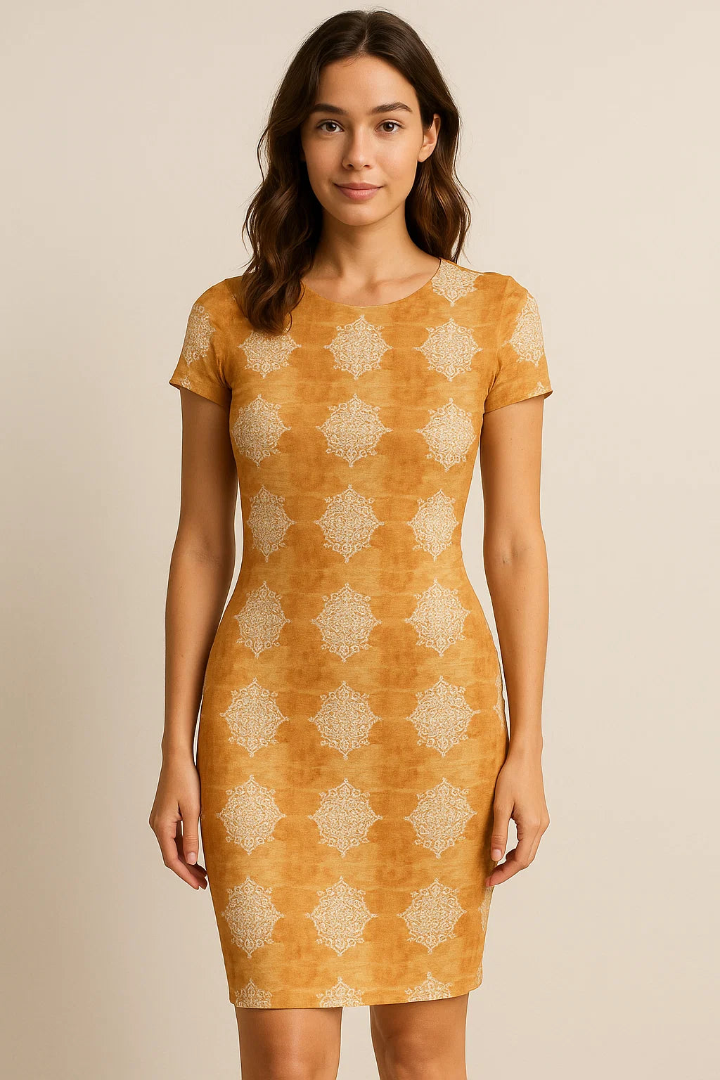 Golden Aborignal Pure Georgette Printed Fabric Material