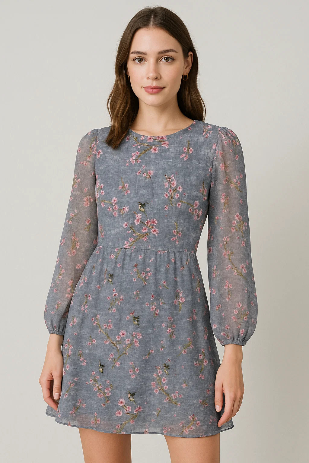 Pink Ditsy Pure Georgette Printed Fabric Material