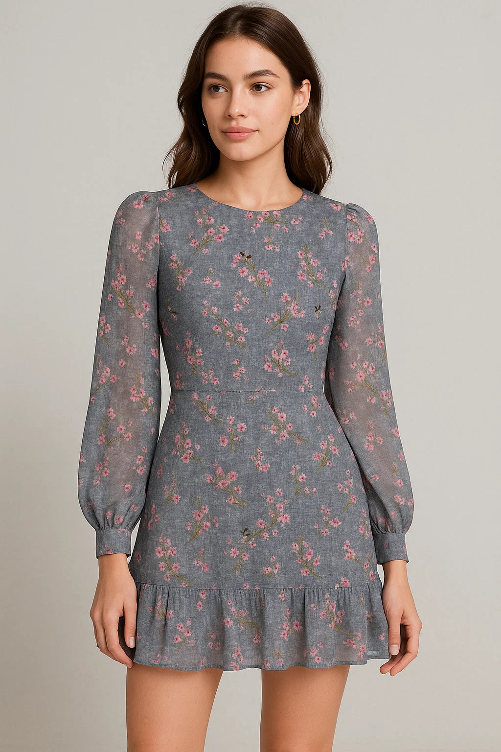 Pink Ditsy Pure Georgette Printed Fabric Material