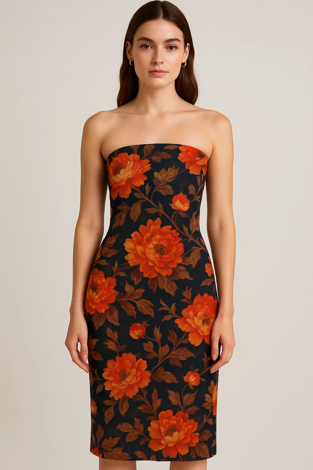 Coffee Floral Pure Georgette Printed Fabric