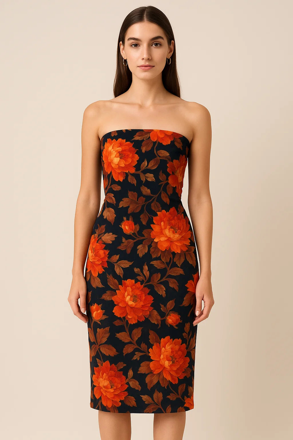 Coffee Floral Pure Georgette Printed Fabric