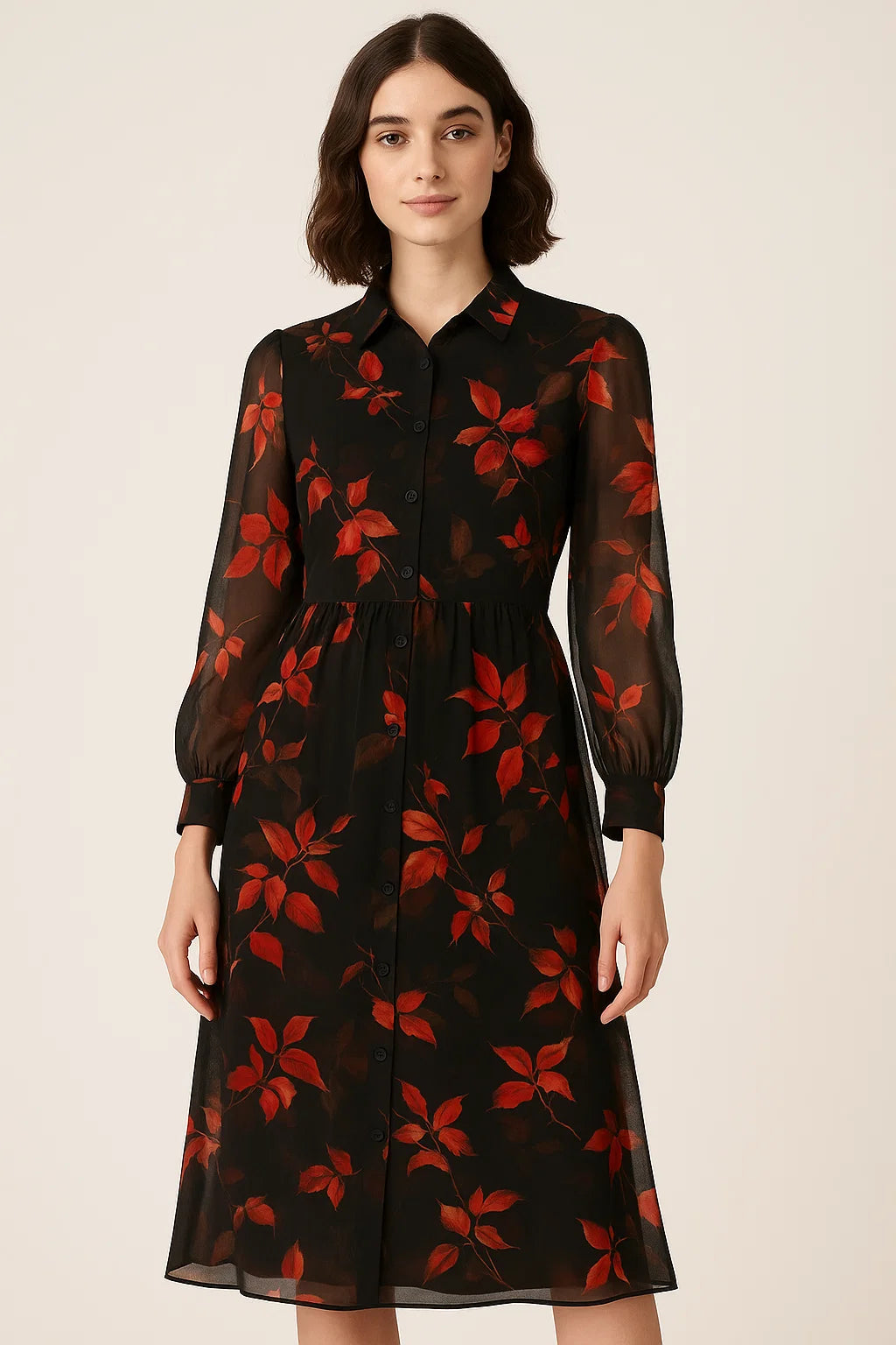 Green Leaves Pure Georgette Printed Fabric