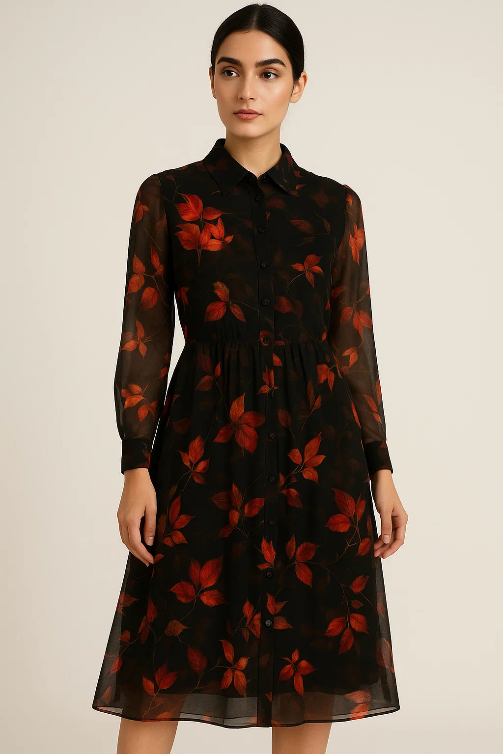 Green Leaves Pure Georgette Printed Fabric