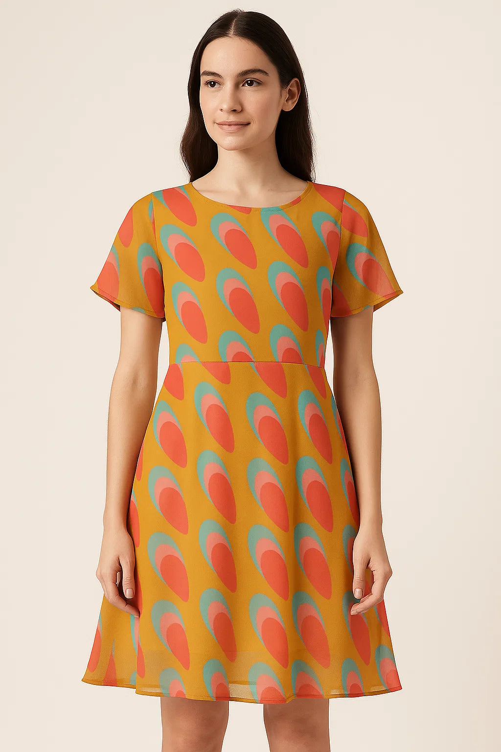 Multicolor Abstract Pure Georgette Printed Fabric