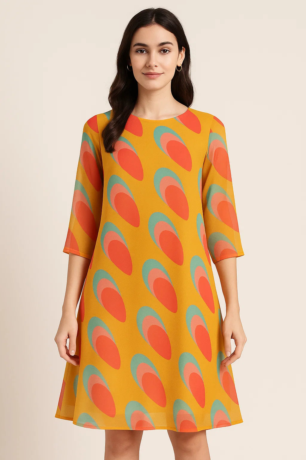 Multicolor Abstract Pure Georgette Printed Fabric